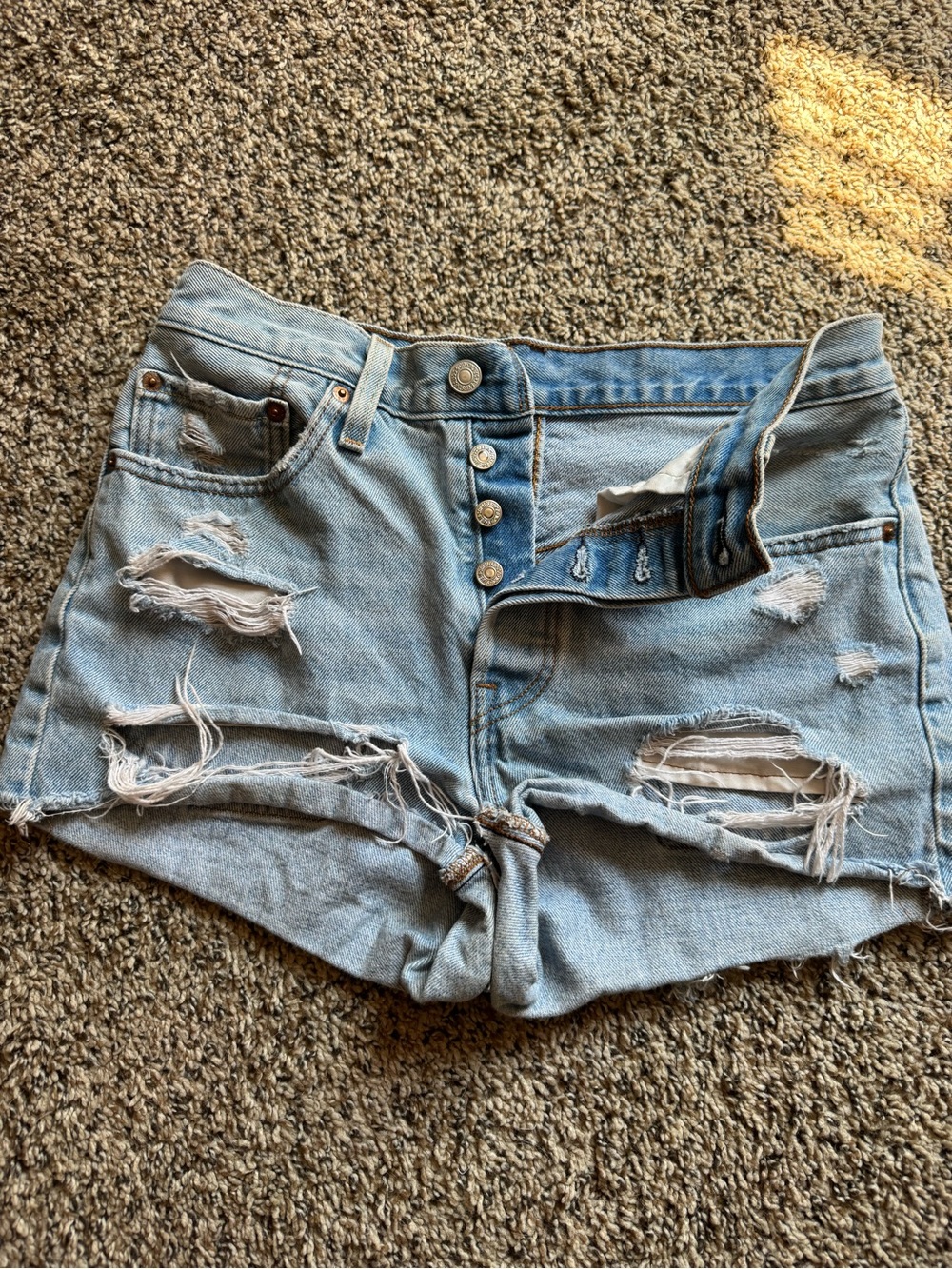 Distressed Levis High-Rise Denim Shorts